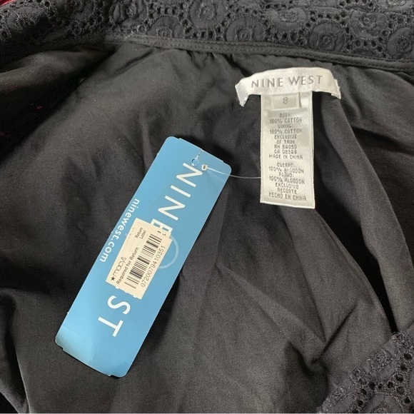 NWT Nine West Happy Hour Black Crochet Cap Sleeve V-neck Dress - Picture 10 of 10